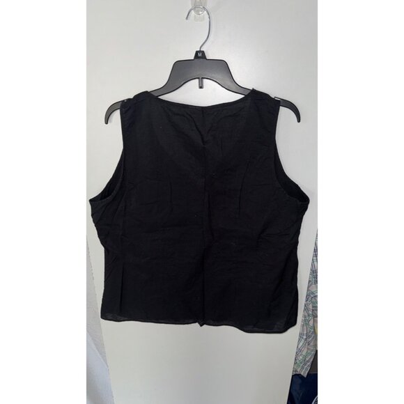 St.John's Bay top plus size 1X peasant boho short sleeve black button up - Picture 5 of 7